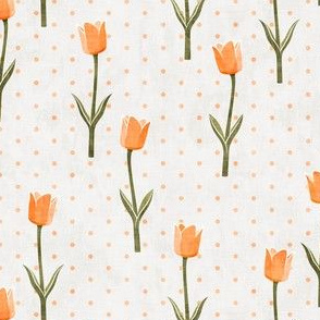 Tulips - spring flowers - peach with polka dots - LAD19