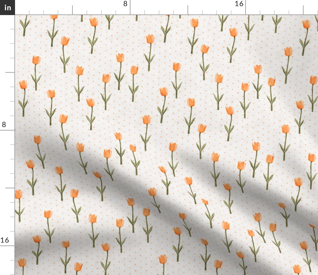 Tulips - spring flowers - peach with polka dots - LAD19