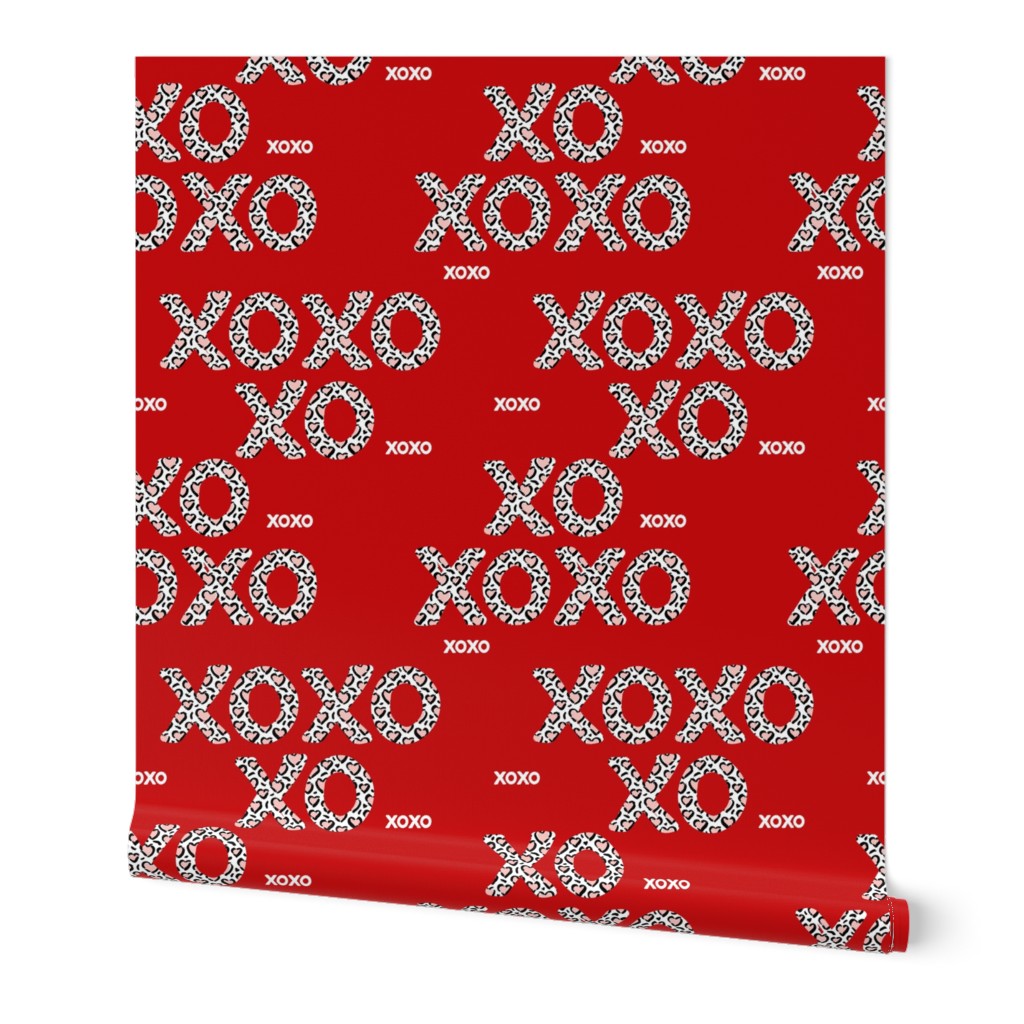 Sweet love and kisses leopard animal print xoxo text design valentines day red