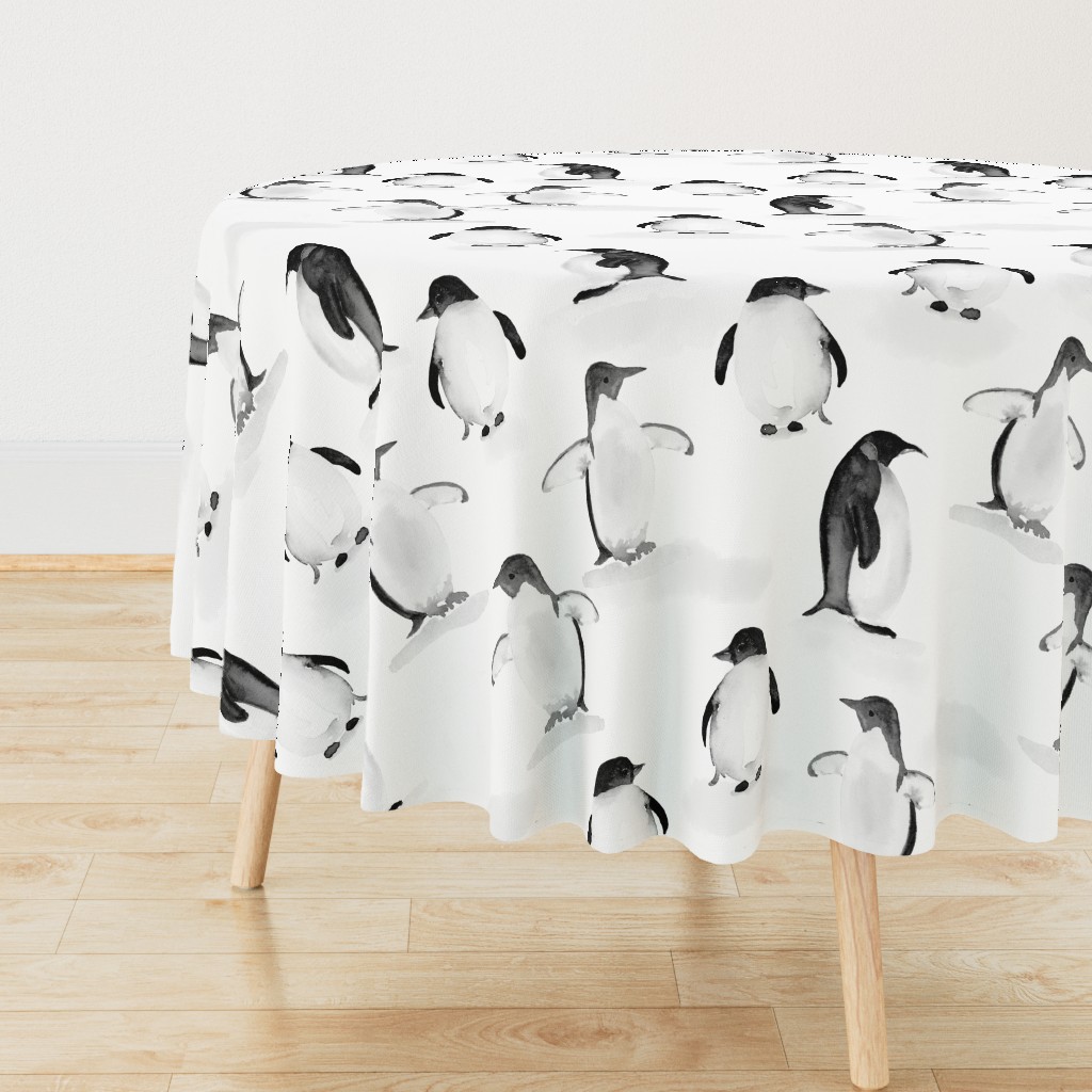 Black and White Painterly Penguins 