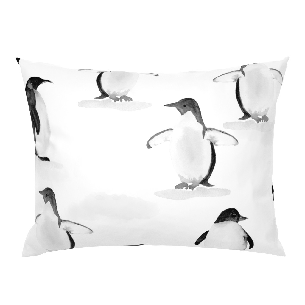 Black and White Painterly Penguins 