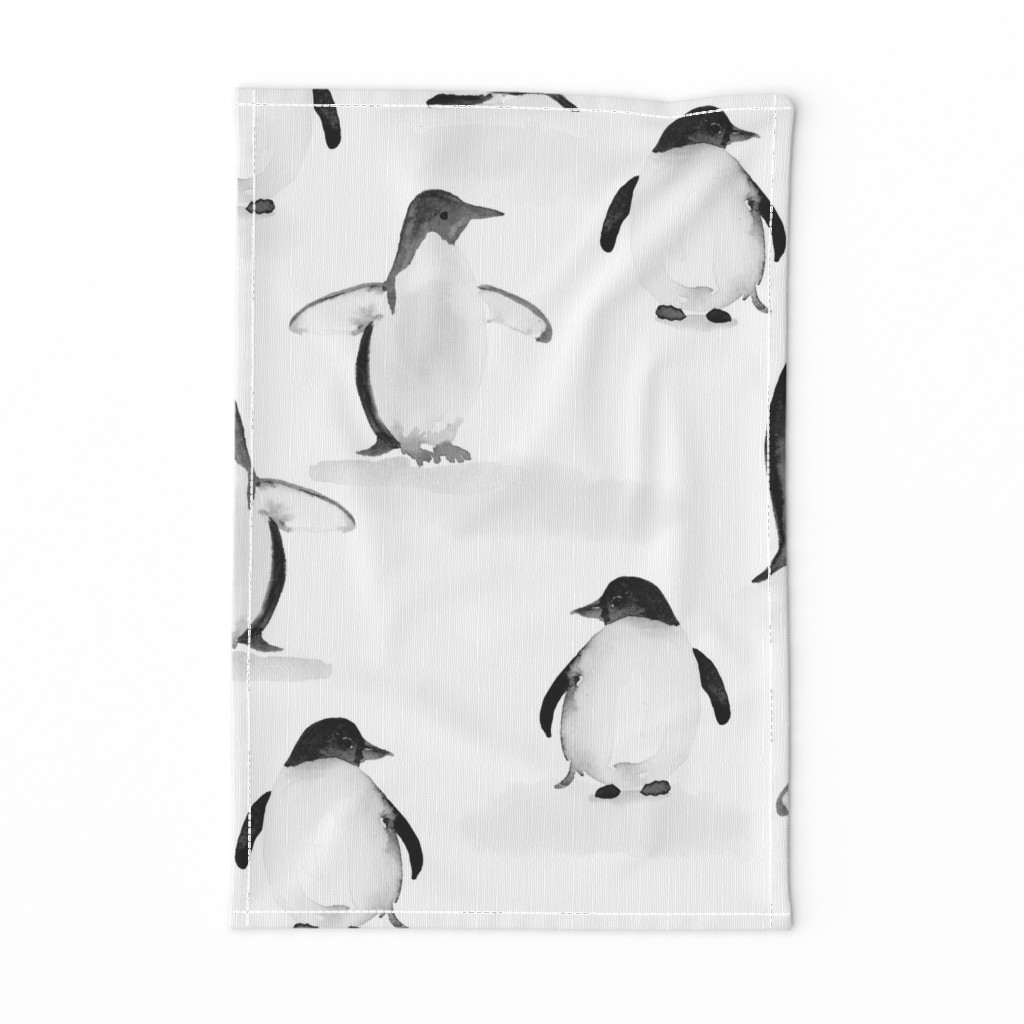 Black and White Painterly Penguins 