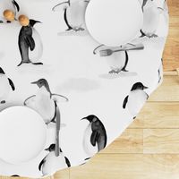 Black and White Painterly Penguins 