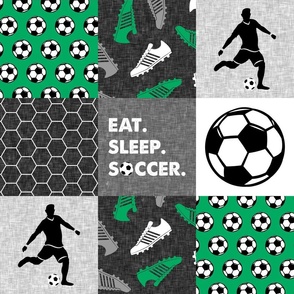 Eat. Sleep. Soccer. - mens/boys soccer wholecloth in green - patchwork sports - LAD19