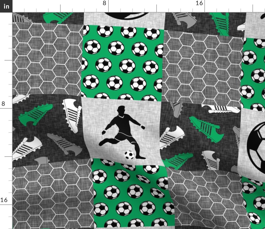 Soccer Patchwork - mens/boys soccer wholecloth in green - sports - LAD19               