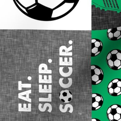 Eat. Sleep. Soccer. - mens/boys soccer wholecloth in green - patchwork sports (90)- LAD19