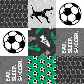 Eat. Sleep. Soccer. - womens/girl soccer wholecloth in green - patchwork sports (90) - LAD19