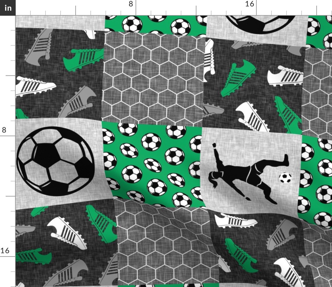 Soccer Patchwork - womens/girl soccer wholecloth in green (90) - sports - LAD19                 