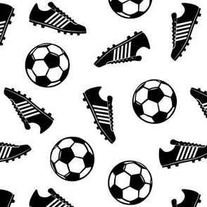 Soccer balls and cleats - black and white - soccer gear - LAD19