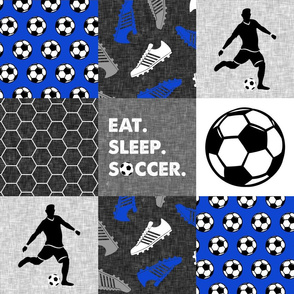 Eat. Sleep. Soccer - mens/boys soccer wholecloth in blue - patchwork sports  - LAD19