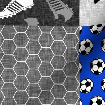 Soccer Patchwork - mens/boys soccer wholecloth in blue - sports -  LAD19