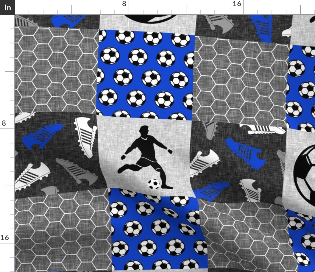 Soccer Patchwork - mens/boys soccer wholecloth in blue - sports -  LAD19