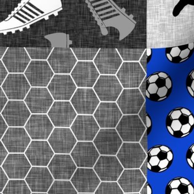 Soccer Patchwork - womens/girl soccer wholecloth in blue - sports - LAD19