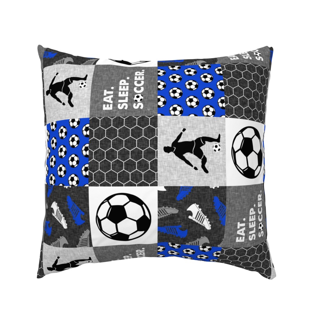 Eat. Sleep. Soccer - mens/boys soccer wholecloth in blue - patchwork sports (90) - LAD19