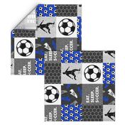 Eat. Sleep. Soccer - mens/boys soccer wholecloth in blue - patchwork sports (90) - LAD19