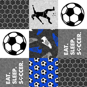 Eat. Sleep. Soccer. - womens/girl soccer wholecloth in blue - patchwork sports (90) - LAD19