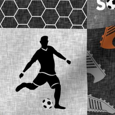 Eat. Sleep. Soccer. - mens/boys soccer wholecloth in orange - patchwork sports  - LAD19