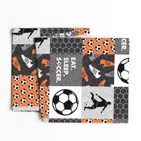 Eat. Sleep. Soccer. - mens boys soccer wholecloth orange patchwork - LAD19