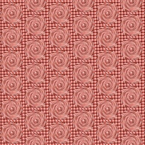 HCF15 - Small -  Hurricane in a Checkered Field of Rusty Red and Coral