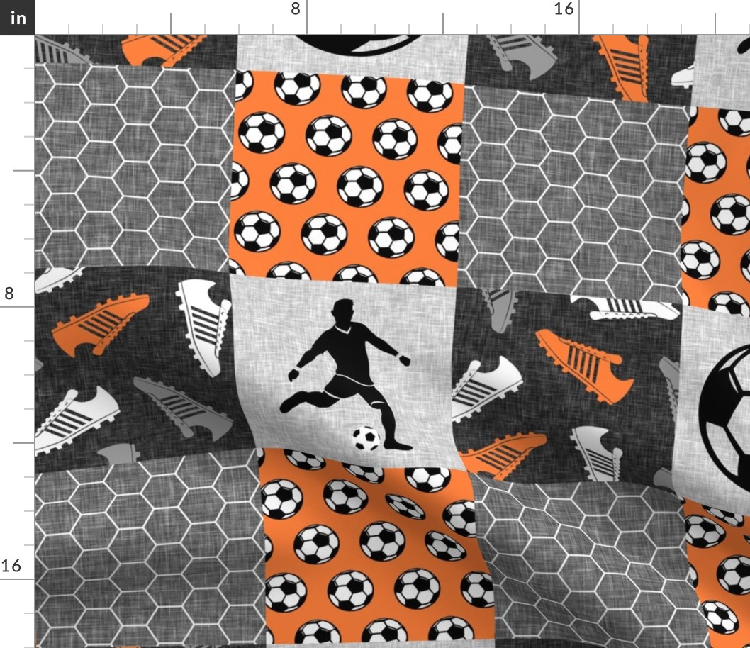 Soccer Patchwork - mens/boys soccer wholecloth in orange - sports - LAD19