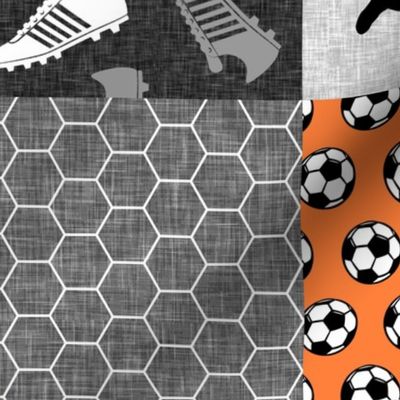Soccer Patchwork - womens/girl soccer wholecloth in orange - sports - LAD19