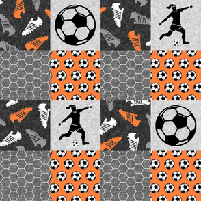 Soccer Patchwork - womens/girl soccer wholecloth in orange - sports - LAD19