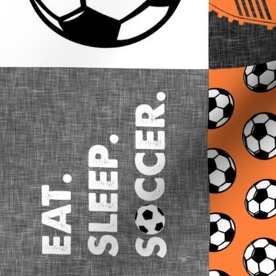 Eat. Sleep. Soccer. - mens/boys soccer wholecloth in orange - patchwork sports (90) - LAD19