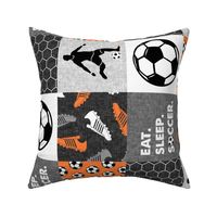 Eat. Sleep. Soccer. - mens/boys soccer wholecloth in orange - patchwork sports (90) - LAD19