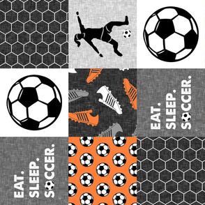 Eat. Sleep. Soccer. - womens/girl soccer wholecloth in orange - patchwork sports (90) - LAD19