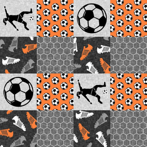 Soccer Patchwork - womens/girls soccer wholecloth in orange - sports (90) - LAD19