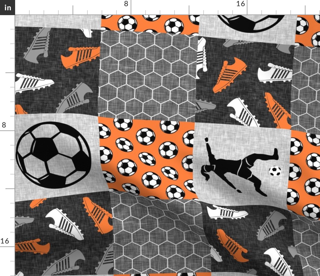 Soccer Patchwork - womens/girls soccer wholecloth in orange - sports (90) - LAD19