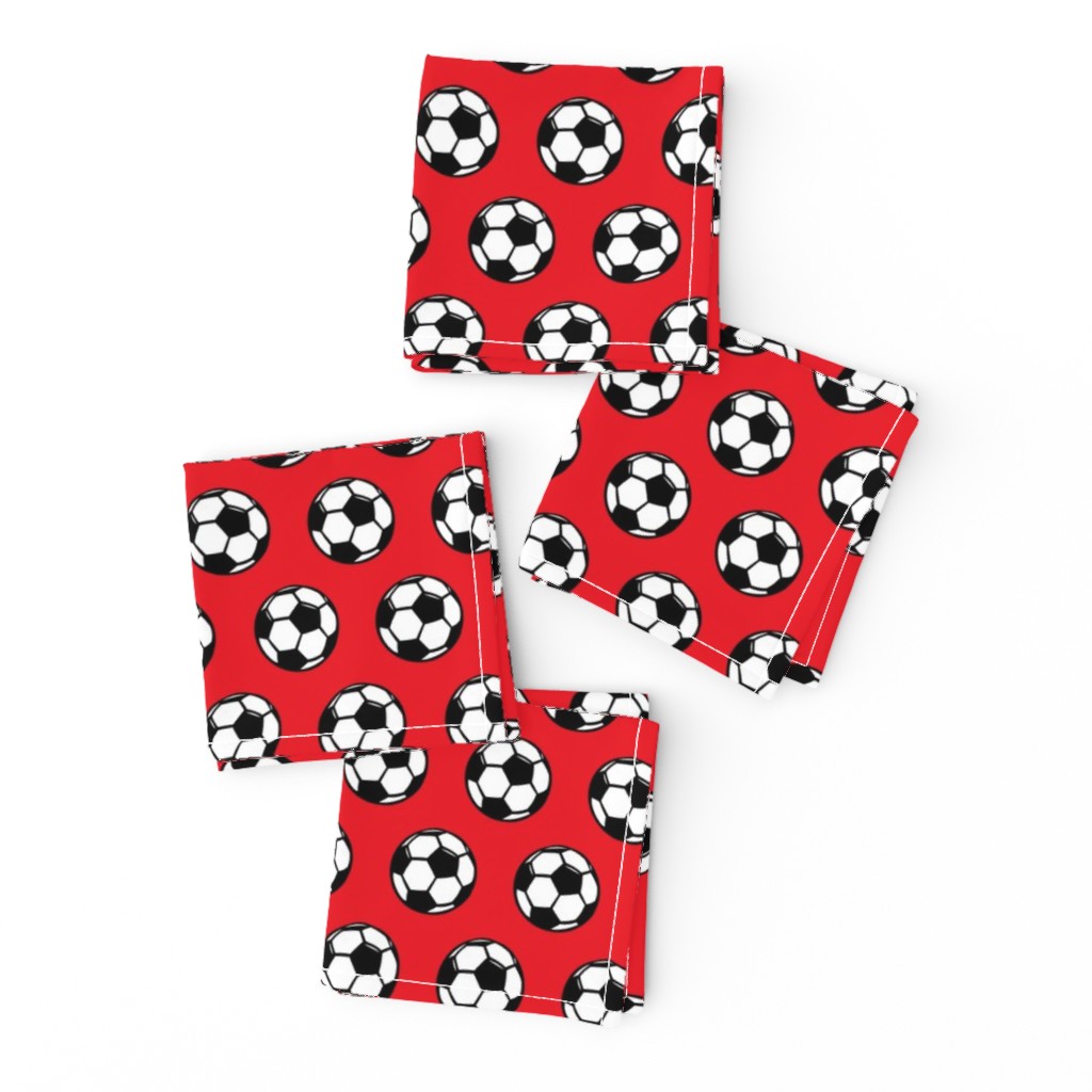 (small scale) soccer balls on red - sports balls - LAD19