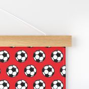 (small scale) soccer balls on red - sports balls - LAD19