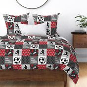 Eat. Sleep. Soccer. -mens/boys soccer wholecloth in red - patchwork sports - LAD19
