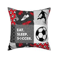 Eat. Sleep. Soccer. -mens/boys soccer wholecloth in red - patchwork sports - LAD19