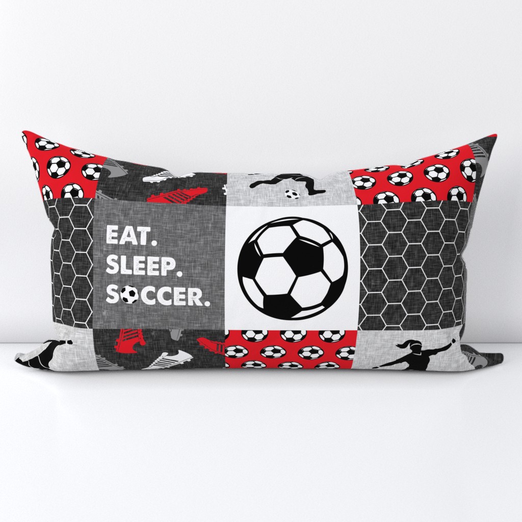 Eat. Sleep. Soccer - womens/girl soccer wholecloth in red - patchwork sports - LAD19