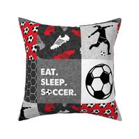 Eat. Sleep. Soccer - womens/girl soccer wholecloth in red - patchwork sports - LAD19