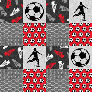 Soccer Patchwork - mens/boys soccer wholecloth in red - sports  - LAD19