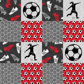 Soccer Patchwork - womens/girl soccer wholecloth in red - sports - LAD19