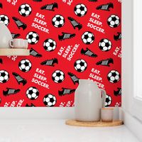 Eat Sleep Soccer - Soccer ball and cleats - red - LAD19