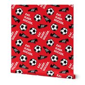 Eat Sleep Soccer - Soccer ball and cleats - red - LAD19