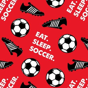 Eat Sleep Soccer - Soccer ball and cleats - red - LAD19