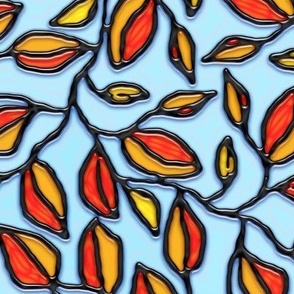 Stained Glass Autumn Leaves