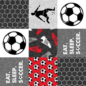 Eat. Sleep. Soccer. -mens/boys soccer wholecloth in red - patchwork sports (90) - LAD19