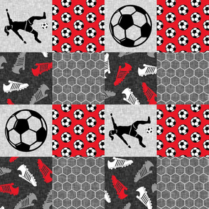 Soccer Patchwork - womens/girl soccer wholecloth in red (90) - sports - LAD19