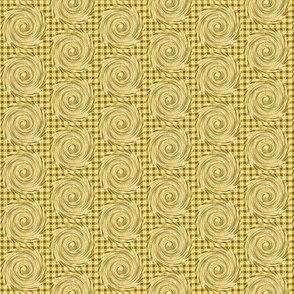 HCF13 - Small - Hurricane in Checkered Field of  Mustard Yellow and Olive Green