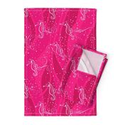 Seahorses Sing Small | White on Pink