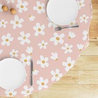 Medium - pretty daisy garden - pink and mustard floral - boho girls bedroom nursery