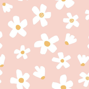 Medium // Daisy garden Pink and Mustard floral girls Pantone