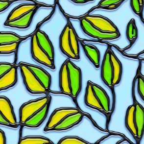 Stained Glass Spring Leaves
